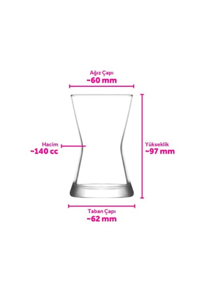 Lav Derin Cam Çay Bardağı 6 Kişilik 140 ml