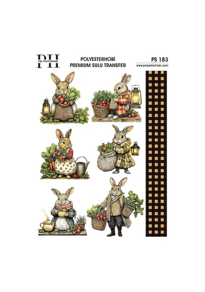 Polyesterhobi Premium Sulu Transfer 25x35 Cm Tavşan Desenli Ps 183