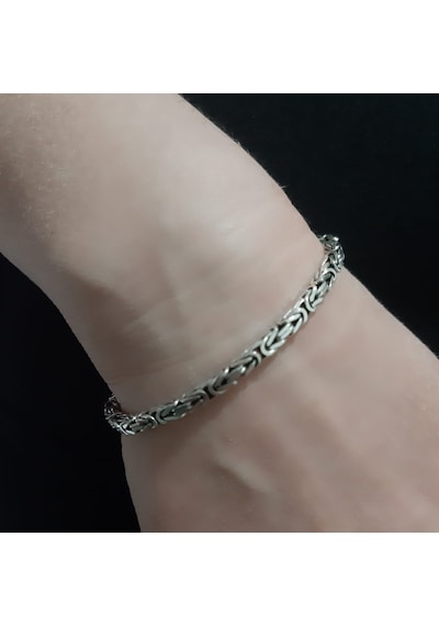 925 Ayar Gümüş Kare Kral Bileklik 3.2  Mm