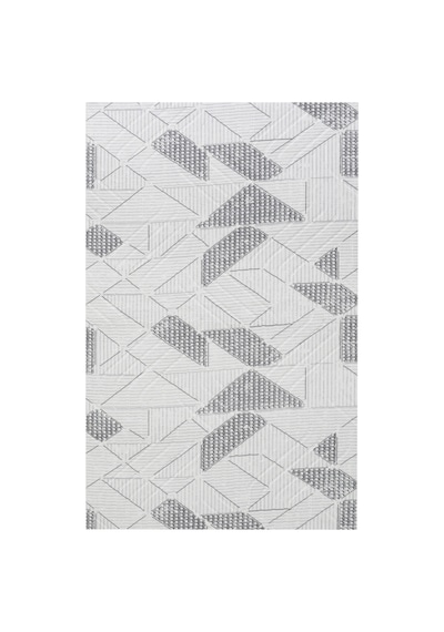 Modern Geometrik Desenli Gri Beyaz Halı İskandinav Tarz Kaymaz Taban Oturma Odası Fch3023 Gri