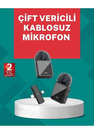 Profesyonel Ses Kayıtları İçin 2 Li Kablosuz Yaka Mikrofon Seti