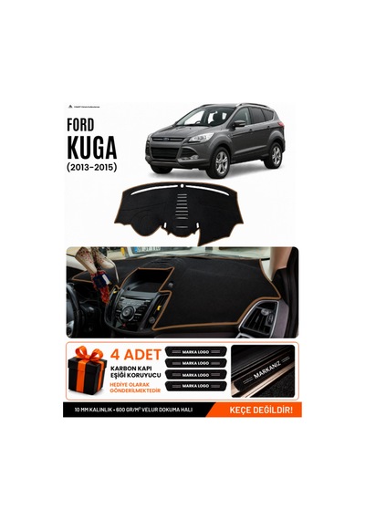 Ford Kuga 2013-2015 Uyumlu Torpido Örtüsü, Torpido Kılıfı - Siyah Kahverengi