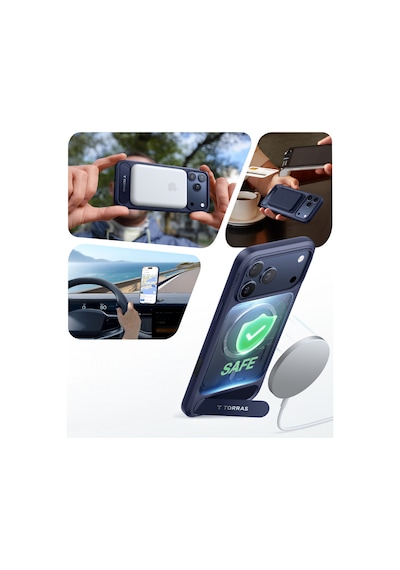 Torras Apple iPhone 17 Pro Max / 18 Pro Max Uyumlu P Stand Serisi Magsafe Kılıf Lacivert