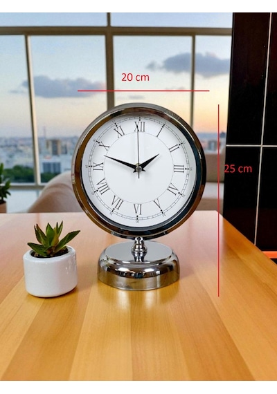Sılver Classic Aura 25 X 20 Cm Metal Krom Masa Saati Renkli