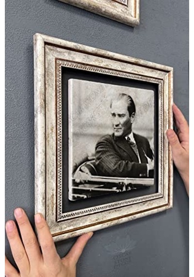 Oscar Stone Decor Çerçeveli Tablo Taş Duvar Dekoru 30 X 30 Cm Atatürk Arabada