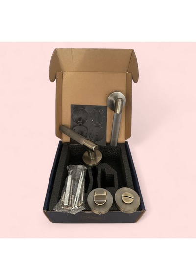 Rivax Meta Antik Sarı Zamak Yuvarlak Rozetli Wc Banyo Kapı Kolu 1 Takım