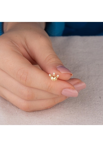 Goldkupe 14 Ayar Altın Taşlı Taç Küpe 0,90 Gr-4022