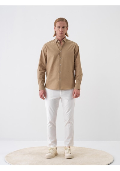 Xint Camel Pamuk Dokulu Regular Fit Gömlek 700967 Xint Camel Pamuk Dokulu Regular Fit Gömlek 700967