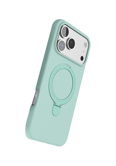 Apple iPhone Uyumlu   17 Pro Max Regal Magsafe Standlı Kapak - Su Yeşili Yeşil