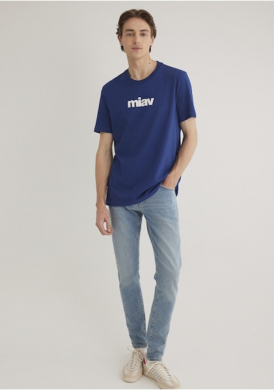 Mavi Miav Baskılı Tişört 067153-70722 Lacivert Mavi