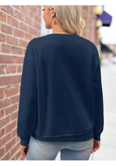 Uyguntarz Milano Baskılı Oversize Sweatshirt Lacivert
