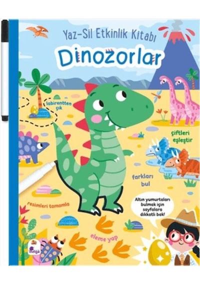 Yaz-sil Etkinlik Kitabı - Dinozorlar Kalemli - Aıaı-878177