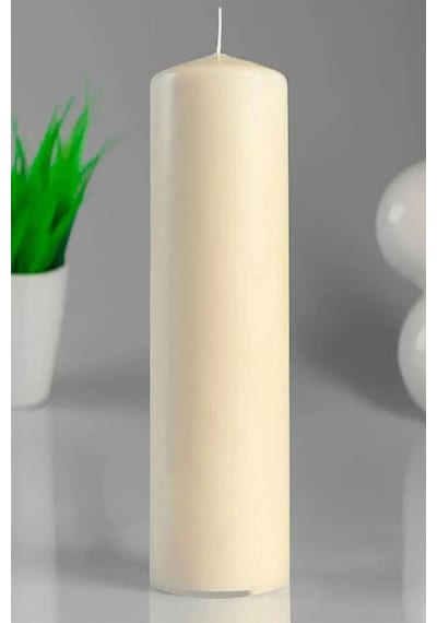 Silindir Krem Mum Lavanta Kokulu Genişlik 5 Cm - Yükseklik 30 Cm Krem