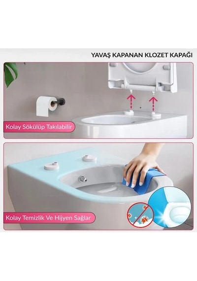 Nevora Klozet Kapağı Termoplastik Yavaş Kapanan Yarım Daire Formlu