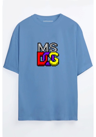 Ms-dos Siyah - Beyaz Oversize T-shirt Mavi