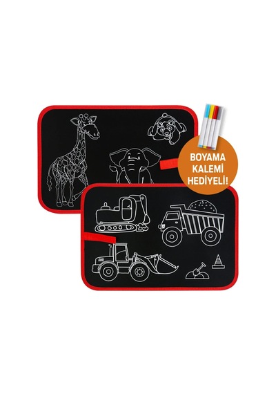 Sihirli Boyama Matı 4 Kalemli Tekrar Kullanılabilir Çocuk Boyama Ve Çizim Matı Eğitici Aktivite Oyuncağı 3+ Yaş