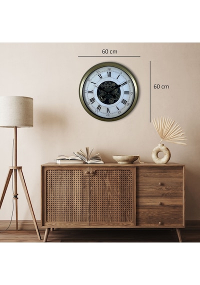 Eskitme Roma Rakamlı Elite 60 Cm Çarklı Duvar Saati Çok Renkli