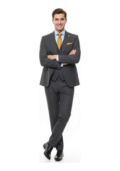 Presto Erkek Slimfit 6 Drop Yelekli Takım Elbise Siyah 794-001 Siyah