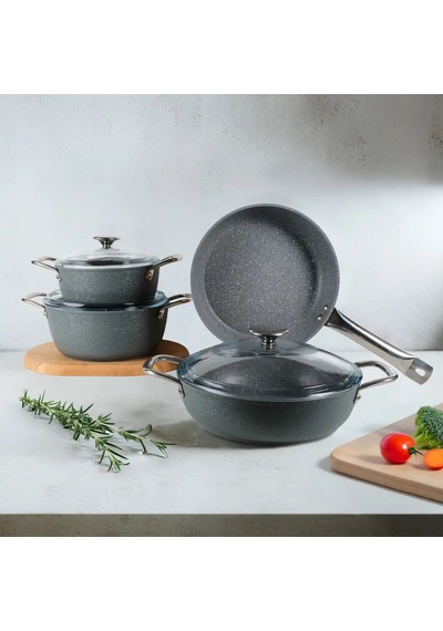 Güral Antoryum Pro 7 Parça Thermoguard Granit Tencere Takımı Gri Gri
