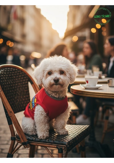 Kırmızı Yürüyen Karizma Yazılı Kedi Ve Köpek Kıyafeti Tişörtü Elbisesi Xsmall/xs/beden 0