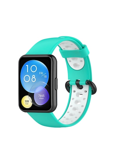 Gld-spt- Newface Huawei Watch Fit 2 Spor Delikli Kordon - Turkuaz-beyaz