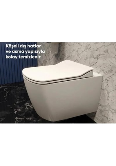 Kare Soft Rim-off Asma Klozet Kapağı + Yavaş Kapanır Kapak Diğer