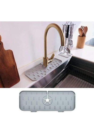 5dm-lavabo İçin Silikon Esnek Mat Musluk Sapı Damlama Tutucu Raf Mutfak Tezgahı Sıçrama Koruma
