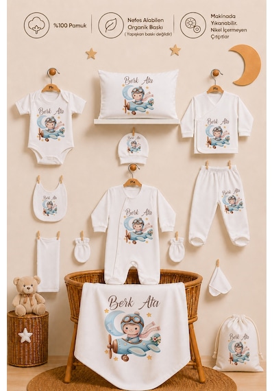 Pia Baby Erkek Bebek Hastane Çıkışı Seti 12 Parça %100 Pamuk İsimli Kişiye Özel Organik Baskılı Kıyafet Keseli 102811k0x Ekru Pia Baby Erkek Bebek Hastane Çıkışı Seti 12 Parça %100 Pamuk İsimli Kişiye Özel Organik Baskılı Kıyafet Keseli 102811k0x Ekru