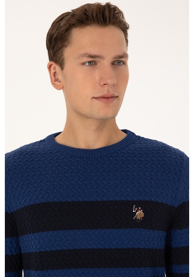 U.S. Polo Assn. Erkek Slim Fit Bisiklet Yaka Lacivert Kazak 50308460-VR033