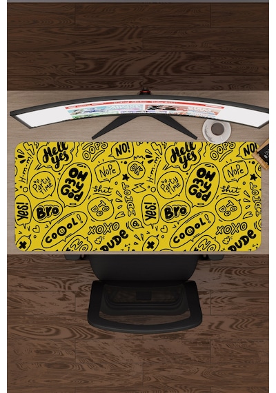 İllüstrasyon Kaymaz Dikişli Kauçuk Oyuncu Mousepad V1 - 90x40 Xxl Gaming Mouse Pad Fare Altlığı
