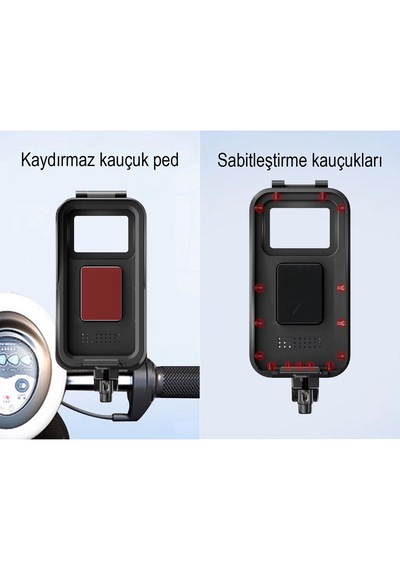Cr04 Motosiklet Bisiklet Gidon Telefon Tutucu Su Geçirmez Buğu Tutmaz Type-c Ve Usb Şarj Portu Tek El Kullanım Siyah