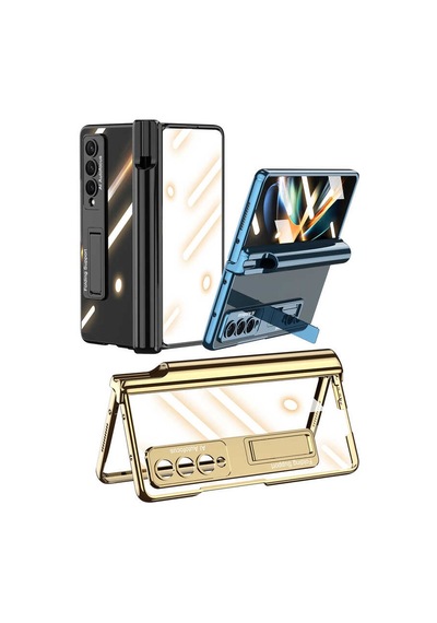 Samsung Uyumlu Galaxy Z Fold 4 Kılıf Zore Kıpta Standlı Kalem Bölmeli Kapak Siyah
