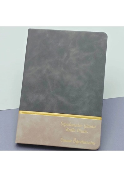 Özel Tasarım Gri Deri Defter 21x15 Cm Öğretmenler Günü Hediyesi Çok Renkli