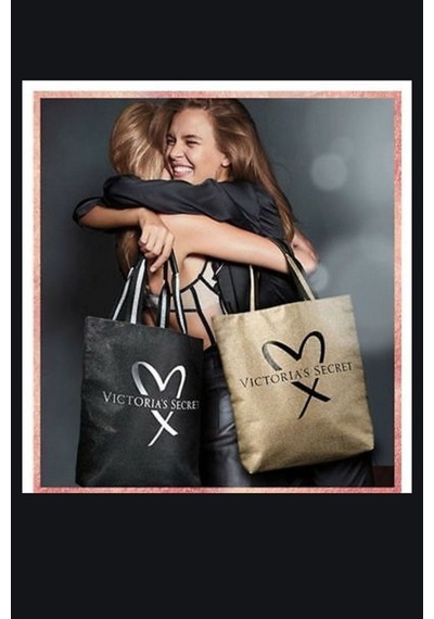 Victoria's Secret Vs Official Fashion Show Glamour Glitter Gold Tote With Heart Logo Altın