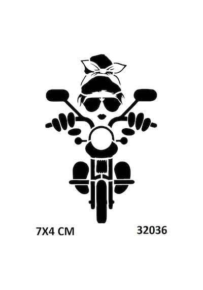 Airbrush Tattoo Motorcu Çılgın Kız Yapışkanlı Stencil Süsleme Ve Boyama Kalıbı