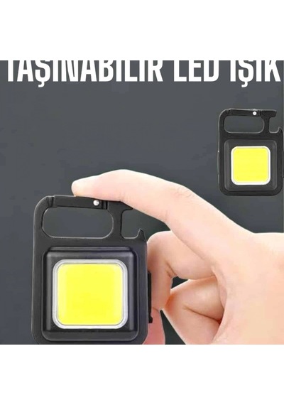 800 Lümen Şarjlı Led Kamp Feneri 3 Işık Modlu Manyetik Anahtarlık Ve Şişe Açacaklı