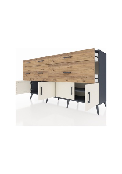 Hyperion Konsol Tek Raflı 6 Çekmeceli 4 Kapaklı 176x44x99 Antrasi Antrasit-aytaşı/çam Hyperion Konsol Tek Raflı 6 Çekmeceli 4 Kapaklı 176x44x99 Antrasi Antrasit-aytaşı/çam