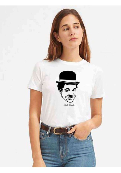 Charlie Chaplin Kadın Beyaz Tshirt