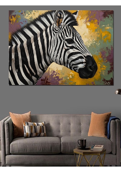 Ahşap Tablo Siyah Beyaz Sanatsal Zebra Portresi