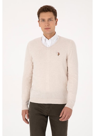U.S. Polo Assn. Erkek Krem Melanj Basic Kazak 50307778-VR159