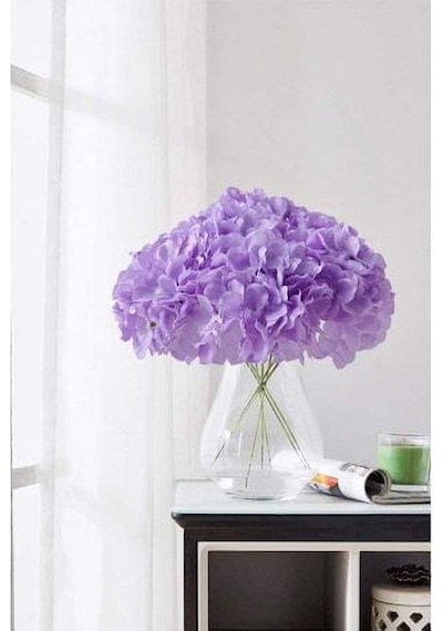 Yapay Çiçek Ortanca Çiçeği Demeti 43 Cm Açık Lila