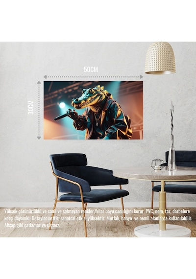 Rapçi Timsah 06 Çerçevesiz 50x30 Cm Pvc Tablo