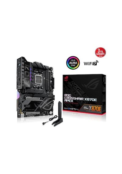 Asus Rog Crosshaır X870e Apex, 2xddr5, 5xm.2, 2xdp, Type-c, Pcıe 5.0, 2xwi-fi 7, Bluetooth V5.4, Am5 Soket Gamıng Anakart