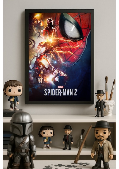 Spider-man 2 Siyah Ahşap Çerçeveli Poster, Dekoratif Oyun Duvar Tablosu