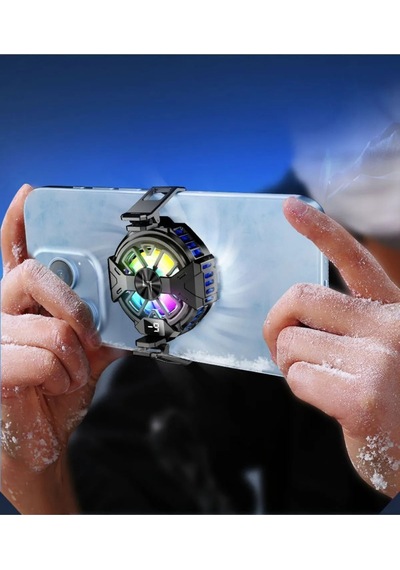 Fan Soğutucu Rgb Led Işıklı Isı Derece Göstergeli Cep Telefon Soğutucu Radyatör