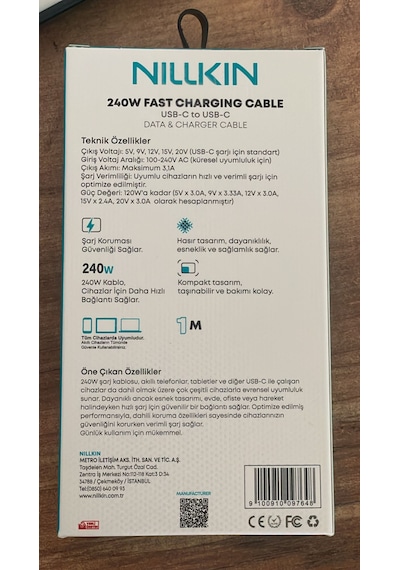 Cisteen Nillkin 240w Ultra Hızlı Type-c Örgü Şarj Kablosu Apple Samsung Realme Huawei Honor Uyumlu 1 Metre 240w Type-c Kablo