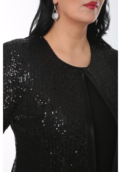 Ladies First Büyük Beden 3786 Siyah Ceket+bluz Takım 001