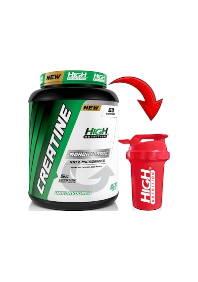 High Nutrition Mikronize Creatine Monohydrate 300 G 60 Servis 1 Serviste 5 G Kreatin Kreatine Saf Aromasız + Shaker