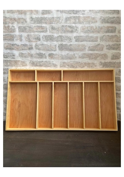 80x45 Cm Masif Ahşap Çekmece İçi Kepçe Maşa Ve Servis Gereçleri Düzenleyici Organizer