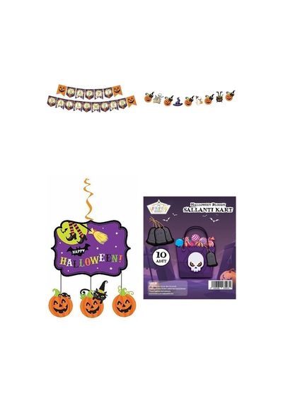 Happy Halloween Ev Süsleme Seti - Zikzak Banner, Dekoratif Banner, Tavan Süsü, Sallantı Kart 0 - 99